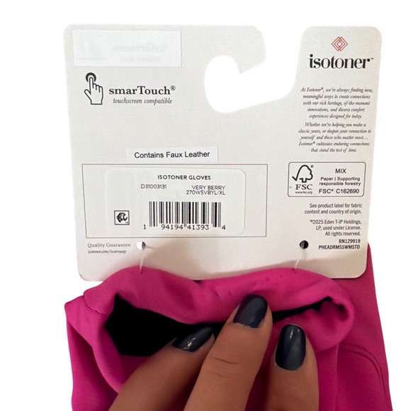 Isotoner smarTouch Gloves Women L/XL  Berry Pink NEW Touchscreen Faux Leather - Picture 3 of 6